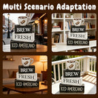 4 Pcs Coffee Bar Decor Wooden Blocks Rustic Farmhouse Sign For Coffee Table Decorations And Shelf Accessories Gift - style: Coffee