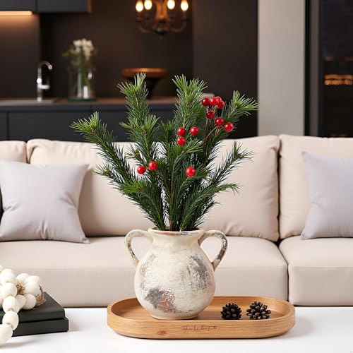 LUKA Antique Ceramic Vase with 2 Handle, 6.7 inches Rustic Vase Minimalist Decor, Decorative Vases for Home Decor, Table, Living Room, Shelf, Christmas Decoration(Small,Gray) - color: S-gray(6.69 In)