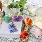 Seenelling 6 Pcs Crystal Dinosaur Figurines - Cute Stone Dinosaur Figures Statue Collection Decor for Women, Men, Desk, Garden, Home
