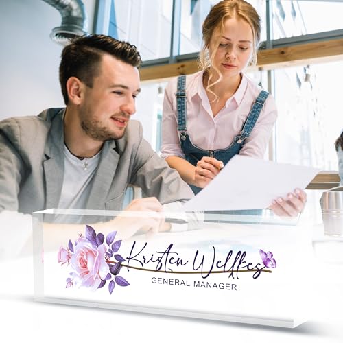 Custom Personalized Name Plate - Office Desk Decor for Women & Men, Employee Appreciation Gifts - color: Butterfly 2