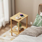 TUTOTAK End Table, Side Table, Nightstand, 2-Tier Storage Shelf, Sofa Side Table for Small Space, Living Room, Bed Room Natural TB01BN034 - color: Natural