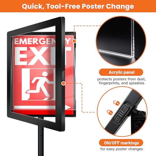 Sign Holder Stand 8.5x11 Inch - Pedestal Floor Standing Sign Holder with Adjustable 360° Rotating Display, Standing & Poster Sign Stand for Business, Mall, Schools, Restaurants – 1 Pack - color: Black, size: Sign Holder Stand 8.5x11 – 1 Pack