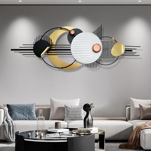 Metal Wall Art, Black and White Gold Wall Sculptures, Minimalist Geometric Decor, 3D Large 59"*21” Wall Art for Living Room Bedroom Bathroom Study Modern Wall Decor, Home Hanging Wall Sculpture - style: wall sculpture 2