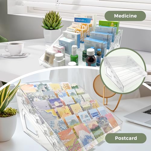 7 Tier Acrylic Card Display Stand, Nail Polish Organizer Clear, Case Makeup Organizer, Baseball card display Essential oil storage rack