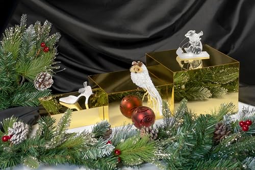 Red Co. Set of 3 Glossy Gold Acrylic Cube Display Nesting Risers with Hollow Bottoms - color: Gold, size: 6",7",8" - 1 pack
