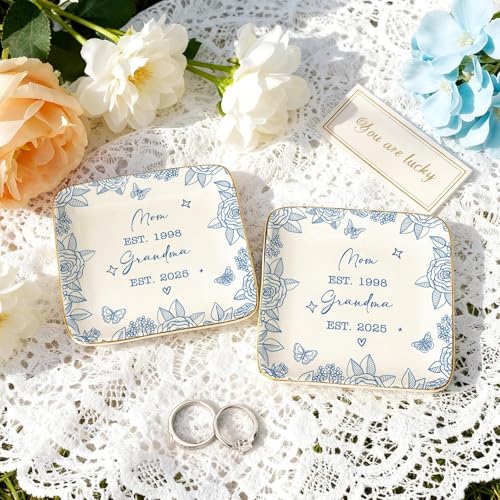 Personalized Mom Grandma Jewelry Tray, Grandma Toile De Jouy Jewelry Dish; Personalized Trinket Tray for Women, Mama Gifts Form Kids, Mothers Day Decor - color: Jewelry Dish 2