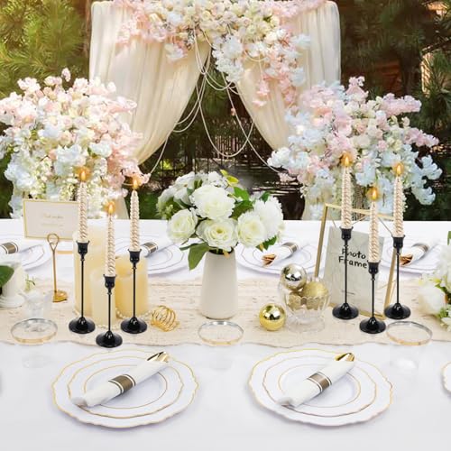 6pcs Black Candle Holder, Black Candlestick Holders Taper Candle Holders for Pillar Candles Sticks Holder Decor Halloween Christmas Decorations Candle Stick Holder Candelabros para Centros de Mesa - color: Black - 6pcs
