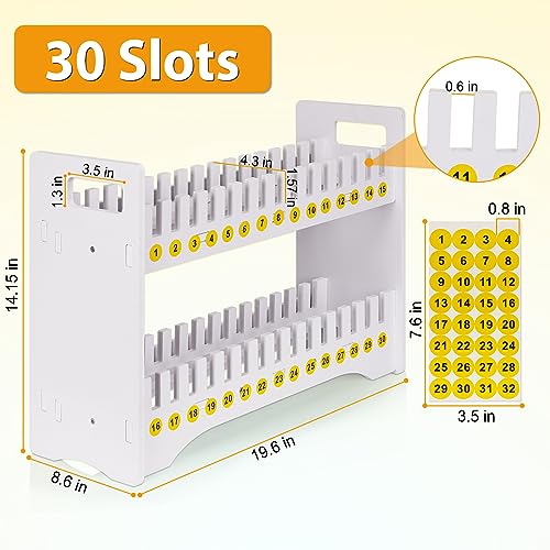 Cell Phone Holder Classroom Cell Phone Storage 2-Tier Multiple Cell Phone Stand Rack with 1-30 Number Stickers PVC Board Mobile Phone Holder Desktop Organizer for Classroom Office (30 Slots) - color: White