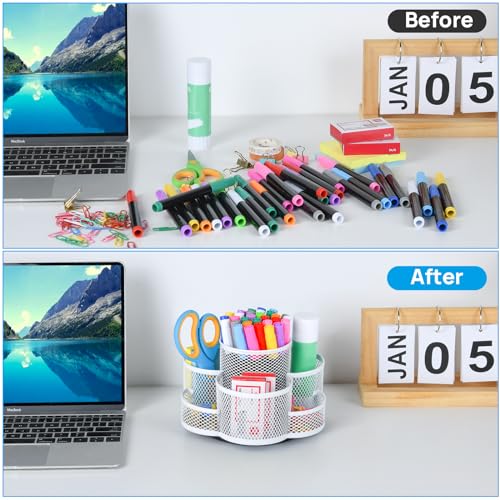 Topwey Pen Holder for Desk, Rotating Pencil Holder, Cup Holder for Desk Office, Pen Organizer (Pure White) - color: Pure White