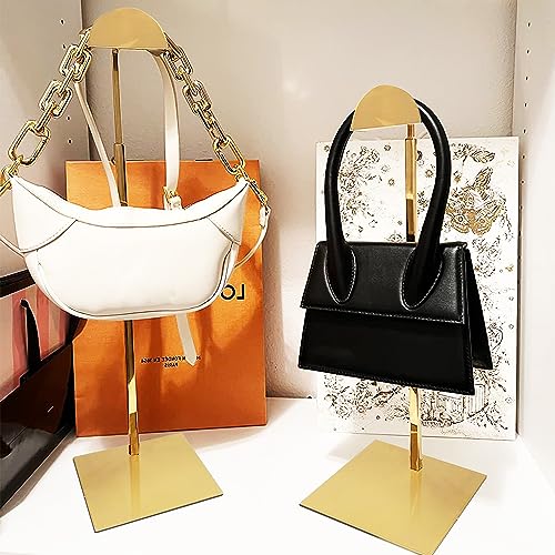 Royxen 3 Pack Purse Holder, Purse Display Stand with Adjustable Height, Bag Stands for Display, Stainless Steel Purse Rack for Bags Organizer (Gold) - color: Gold