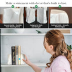 White Marble Bookends - Heavy Duty 9.8 lbs Stone Book Ends for Shelves, Modern Decorative Book Holder Set of 2 - Premium Handmade Marble Book Ends for Office, Library, or Home Decor