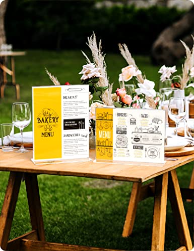NIUBEE 3 Pack Acrylic Sign Holder 8.5 x 11 - T Shape Double Sided Table Top Display Stand, Portrait Upright Photo Picture Frame Wedding Menu Ad Holder - size: 8.5 x 11 Inches Portrait
