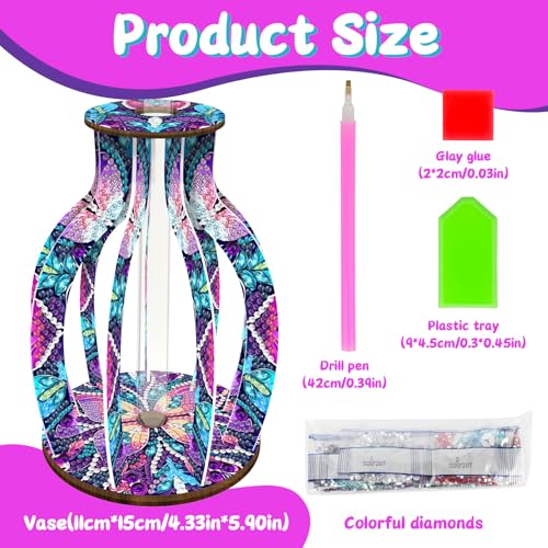 ILYUFO Diamond Art Kits for Adults, DIY Vase Diamond Art, Diamond Painting Kit, Ideal Desktop Ornaments & Thoughtful Female Gifts (Dream) - color: Dream