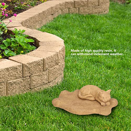 Hapivida Cat Garden Statue for Yard, Garden Memorial Stone Sleeping Cat Statue Decor Outdoor Resin Realistics Sculptures Decoration Gift - size: Yellow Cat