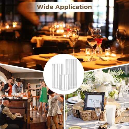 18 PCS Ribbed Hurricane Glass Candle Holders Bulk - Transparent Cylinder Candle Holders for Pillar Candles, Decorative Candle Hurricane Vases for Centerpieces Wedding Table Decorations