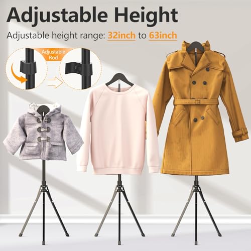 2 Pack Adjustable Shirt Display Stand 32-63 Inch, Foldable Clothing Display Stand Mannequin Torso for Retail Vendors, Multi-Use Steamer Rack Stand for Clothes Garment (2) - color: 2 Pack