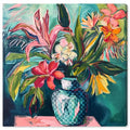 Art Remedy Vase Of Tropical Flowers Gallery Wrapped Flowers In Vase Paintings, 30" x 30", Gallery Wrapped - color: Gallery Wrapped, size: 30"L x 30"W