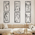 Cindeer 6 Pcs Modern Minimalist Wall Decor Abstract Woman Wall Art Single Line Metal Drawing Modern Line Women Body Figure Decor Sculptures for Home Bedroom Bathroom