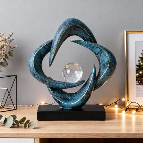 Abstract Art Sculpture, Resin Gold Decorative Statue, Modern White Ornaments for Living Room, Decorativas Modernas for Coffee Table/Entryway/Office Collectibles (Blue&Gold) - color: Blue&gold