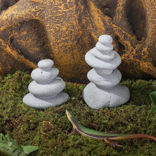 Mini Stacking Rock Stone Decor Stacked Stone Sculptures Zen Cairn Statue Realistic Ornament for Garden, Fish Tank Home Office