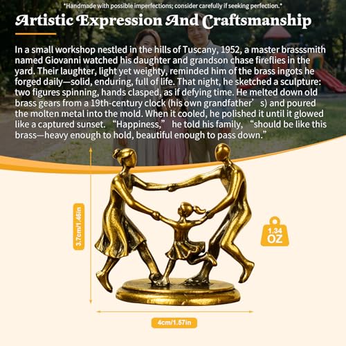 CHOVY Joyful Spinning Family Brass Statue Warm and Cozy Figurine, Handcrafted Vintage Motion Sculpture, Emotional Home Decor for Desk, Shelf & Unique - color: Happy Family