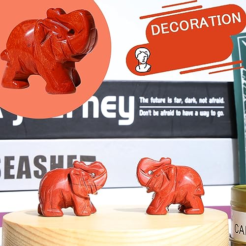 QINJIEJIE Red Jasper Crystals Elephant Decor Desk Stones Figurine Natural Gemstones Decoration Room Office Pocket Statue Meditation Spiritual Stocking Stuffers Christmas Stocking Stuffers Gifts Women - color: Red Jasper