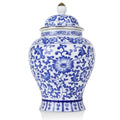 Chinoiserie Ginger Jar,7.6 Inch Ceramic Bule and White Ginger Jar w/Lid,Porcelain Ginger Jars Vase for Home,Living Room,Coffee Table,Mantle Fireplace (Bule&White)