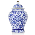 Chinoiserie Ginger Jar,7.6 Inch Ceramic Bule and White Ginger Jar w/Lid,Porcelain Ginger Jars Vase for Home,Living Room,Coffee Table,Mantle Fireplace (Bule&White)