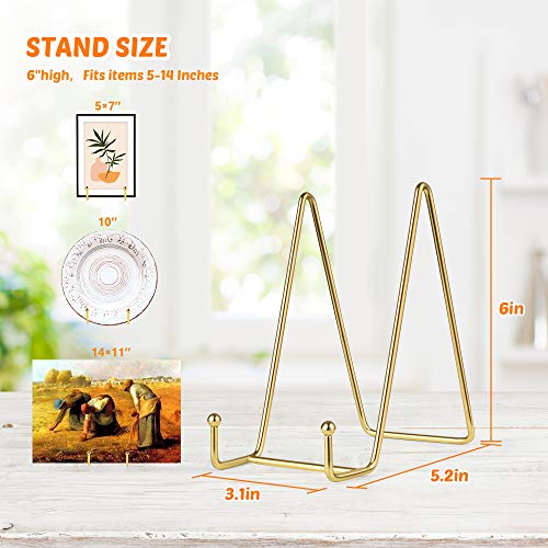 Mocoosy 2 Pack 6 Inch Gold Plate Stands for Display, Metal Square Wire Easel Stand, Plate Holder Display Stands, Picture Frame Stands for Display Photos, Decorative Platter, Plaques and Table Arts - color: Gold, size: 6 Inch