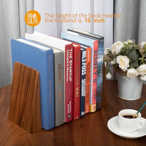 DRELIFAM Walnut Book Ends Heavy Duty Handmade Bookends for Shelves Book Ends Decorative to Hold Heavy Books (Walnut Wood Large) - color: Large Walnut Wood