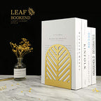 QiMing Leaf Gold Bookends for Books,1 Pair Metal Book Holders for Office Shelves Adults & Kids Gift(Gold) - color: Gold