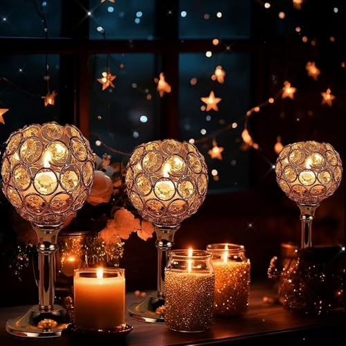 Candle Holder Candlestick Holders- 1Set Gold Crystal Pillar Candle Holders,Metal Candlestick Stands for Wedding Centerpieces,Table Decor for Church,Valentine's Day Housewarming Gift,3Pcs - size: 3Pcs