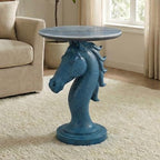 Modern End Table Living Room - Horse Statue Black Streak Faux Marble Night Stand, 23" Tall Contemporary‌ Side Table with Horse Head Base (17.74" Wide) for Reception Area & Bedroom - style: Black Streak Horse