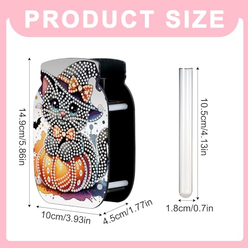 5D Diamond Painting Kit Vase, Halloween DIY cat and Pumpkin Diamond Art for Adult Beginners Acrylic Special Shaped Double-Sided Vase Handmade Crafts, Suitable for Home Living Room Desktop Decoration - color: Halloween