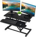 TechOrbits OF-S06-2 Desk Converter-37-inch Height Adjustable, MDF Wood, Sit-to-Stand Rise-X Pro Black, 36" - size: 36" MDF Wood