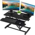 TechOrbits OF-S06-2 Desk Converter-37-inch Height Adjustable, MDF Wood, Sit-to-Stand Rise-X Pro Black, 36" - size: 36" MDF Wood