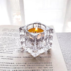 Crystal Ice Tea Light Candle Holders, Set of 2, Glass Candlestick Holders Tray for Bathtub, Bathroom, Livingroom