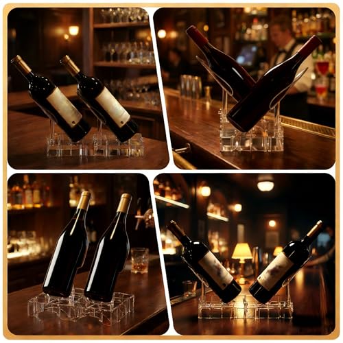 Clear Acrylic Wine Rack, Modular Stackable Countertop Wine Bottle Holder with Leaf Shaped Support, Multi Purpose Versatile Wine Display Stand for Home Bar Party Daily Organizing (2pcs) - color: 2pcs