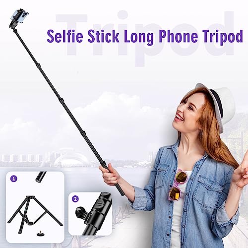 Nineigh 80" Phone Tripod, Selfie Stick Cellphone Tripod, Aluminum Tripods Stand for Video Photo Vlog, Travel Tripods with Gooseneck Remote Phone Holder, Compatible with iPhone Android Smartphone - size: 80 Inch