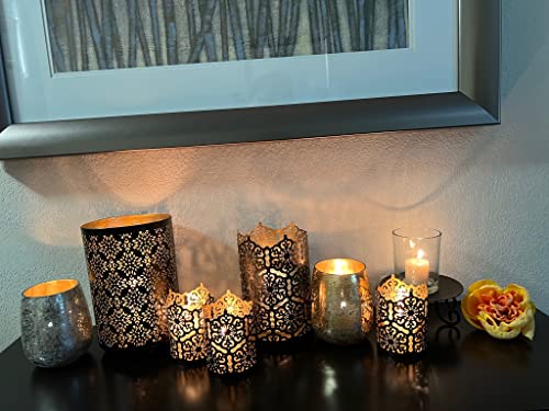 Hosley Set of 2 Diamond Cut Candle Holders Elegant 8 Inch Height Stands for Timeless Ambiance and Versatile Styling Dazzle Your Decor - size: 8“ High x 2 count