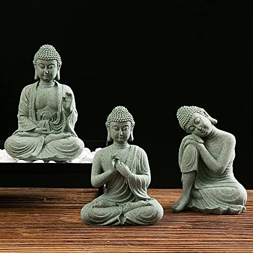 fazhongfa Mini Buddha Statue 4.7 Inch Natural Stone Handmade Buddha Sculptures Creative Zen Garden Aquarium Fish Tank Decorations Home Decor to Friend Family Mom Father as Gift (Meditation) - style: Meditation