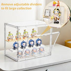 Acrylic Display Case,4 Pack 3 Layer Clear Display Case Adjustable Display Box Stand with 2 Movable Dividers Small Showcase Magnetic Door for Collections Mini Figures - size: S-4pack