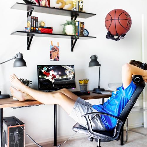 Basketball Holder, Hand Sculpture Ball Holder Wall Mount Art Decor Stand Basketball Storage Rack Organizer Display Case Man Cave for Football Soccer Gifts for Him Men Boys Gamers