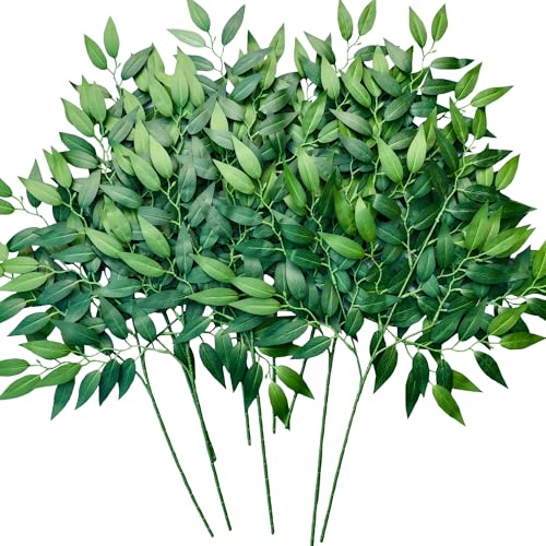 18Pcs Italian Ruscus Greenery Stems 26" Artificial Silk Greenery Leaves for DIY Wedding Arch Bouquet Filler Table Centerpieces Home Indoor Decor - color: Green 18pcs, size: 26 inch