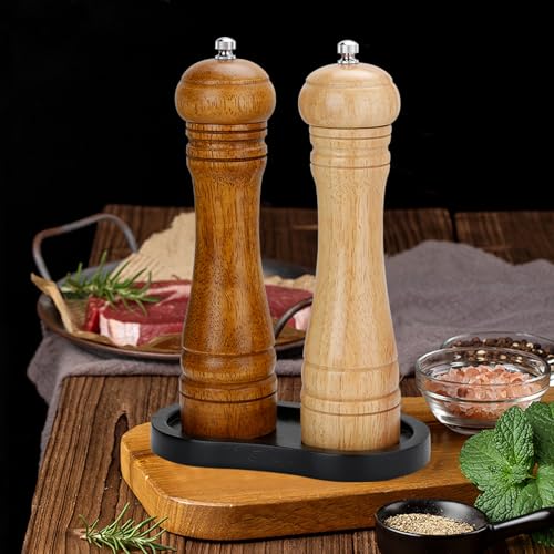 Black Salt and Pepper Mill Tray, Pepper Grinder Wood Rest, Work Surface and Dining Table Protector (Pepper mill not included) - color: I Black Colours Mill Rest