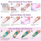 MIZHSE 3D Gel Nail Art Sculpting Gel, Solid Builder Gels for Nails 60g Large Capacity 3D Sculpting Non-Sticky Carving U V/LED Extension Hard Gels with 3D Mold for Nail Art Salon Home DIY - color: 0-0-Translucent Colors