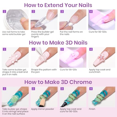 MIZHSE 3D Gel Nail Art Sculpting Gel, Solid Builder Gels for Nails 60g Large Capacity 3D Sculpting Non-Sticky Carving U V/LED Extension Hard Gels with 3D Mold for Nail Art Salon Home DIY - color: 0-0-Translucent Colors