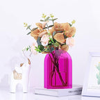 Hot Pink Acrylic Vase, Modern Acrylic Geometric Wide Mouth Small vase, Hot Pink Flower Vase for centerpieces Desk Flower Bud vase, for Living Room Table, Office, Wedding - color: Dd