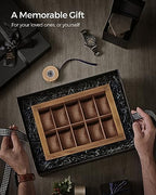 SONGMICS 10-Slot Watch Box, Watch Display Case with Large Glass Lid, Removable Watch Pillows, Velvet Lining, Gift Idea, Rustic Walnut UJOW100K01 - color: Rustic Walnut, size: 1 Layer 10 Slot
