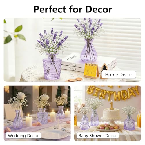 RUCKAE Purple Flower Vase in Bulk 22 Glass Bud Vases Vintage Small Vases for Centerpiece Table Wedding Decorations Home Decor Party (Purple 22 Pack) - style: Purple 22 Pack
